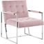 Luxor Pink Velvet Modern Accent Chair In Silver