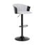 Lydia Adjustable Black Wood Bar Stool In Light Gray Fabric with Black Metal
