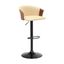 Lydia Adjustable Walnut Wood Bar Stool In Cream Faux Leather with Black Metal