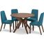 Lyncott Round Dining Room Set With Blue Chairs