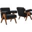 Lyra Boucle Fabric Armchair Set of 2 In Black