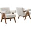 Lyra Boucle Fabric Armchair Set of 2 In Ivory