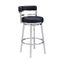 Madrid 26 Inch Counter Height Swivel Black Faux Leather and Brushed Stainless Steel Bar Stool