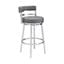Madrid 26 Inch Counter Height Swivel Gray Faux Leather and Brushed Stainless Steel Bar Stool