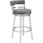 Madrid Brushed Stainless Steel And Grey Faux Leather 30 Inch Counter Height Barstool