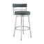 Madrid 30 Inch Bar Height Swivel Blue Faux Leather and Brushed Stainless Steel Bar Stool