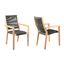 Madsen Outdoor Eucalyptus Wood and Charcoal Rope Dining Chair Set of 2 with Teak Finish