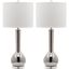 Mae Silver and Off-White 30.5 Inch Long Neck Ceramic Table Lamp Set of 2
