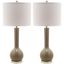 Mae Taupe and Off-White 30.5 Inch Long Neck Ceramic Table Lamp Set of 2