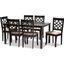 Mael Modern and Contemporary Sand Fabric Upholstered and Espresso Brown Finished Wood 7-Piece Dining Set
