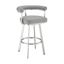 Magnolia 26 Inch Swivel Counter Stool In Brushed Stainless Steel with Light Gray Faux Leather
