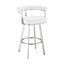 Magnolia 30 Inch Swivel Bar Stool In Brushed Stainless Steel with White Faux Leather