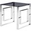 Mallory Stainless Steel And Smoked Glass End Table In Silver