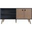Manhattan Comfort Amber 53.7 Inch Tv Stand With Faux Leather Handles In Blue And Nature