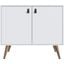 Manhattan Comfort Amber Accent Cabinet With Faux Leather Handles In White