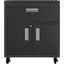 Manhattan Comfort Fortress Textured Metal 31.5 Inch Garage Mobile Cabinet With 1 Full Extension Drawer And 2 Adjustable Shelves In Charcoal Grey