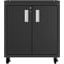 Manhattan Comfort Fortress Textured Metal 31.5 Inch Garage Mobile Cabinet With 2 Adjustable Shelves In Charcoal Grey