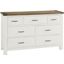 Maple Road 7 Drawer Triple Dresser In Soft White and Natural