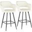 Margarite Contemporary Counter Stool In Black Metal And Cream Faux Leather - Set Of 2