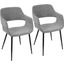 Margarite Mid-Century Modern Dining/Accent Chair In Black With Grey Fabric - Set Of 2