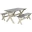 Marina Grey and White 3-Piece Dining Set with Benches