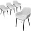 Markley Leather Dining Arm Chair Set of 4 with Metal Legs In Light Grey