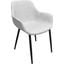 Markley Leather Dining Arm Chair with Metal Legs In Light Grey