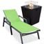 Marlin Outdoor Patio Chaise Lounge Chair With Arms and Square Fire Pit Side Table In Green