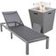 Marlin Outdoor Patio Chaise Lounge Chair With Square Fire Pit Side Table In Black