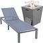 Marlin Outdoor Patio Chaise Lounge Chair With Square Fire Pit Side Table In Dark Grey