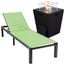 Marlin Outdoor Patio Chaise Lounge Chair With Square Fire Pit Side Table In Green