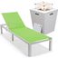 Marlin Outdoor Patio Chaise Lounge Chair With Square Fire Pit Side Table In Green