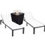 Marlin Outdoor Patio Chaise Lounge Chair With Square Fire Pit Side Table Set of 2 In White