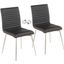 Mason Contemporary Dining/Accent Chair With Swivel In Stainless Steel, Walnut Wood, And Black Faux Leather - Set Of 2