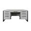 Mason Modern Wood Laminate Double Pedestal Executive Desk with Drawers In Concrete Gray