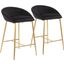 Matisse Glam 26 Inch Counter Stool With Gold Frame And Black Velvet - Set Of 2