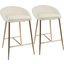 Matisse Glam 26 Inch Counter Stool With Gold Frame And Cream Fabric - Set Of 2