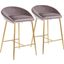 Matisse Glam 26 Inch Counter Stool With Gold Frame And Silver Velvet - Set Of 2