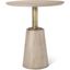 Maxwell 32 Inch Round Light Wood Tabletop And Base With Gold Metal Accent Pedestal Bistro Table