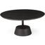 Maxwell Dark Brown Wood With Black Metal Pedestal Base Round Coffee Table