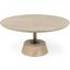 Maxwell Light Brown Wood With Gold Metal Pedestal Base Round Coffee Table