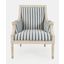 Mckenna French Detailing Solid Wood Upholstered Accent Chair In Blue Stripe
