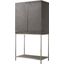 Melissa Fog Faux Shagreen And Brushed Pewter Tall Bar Cabinet In Grey and Silver
