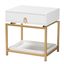 Melosa Wood and Metal 1 Drawer End Table In White and Gold