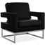 Meridian 510Black Noah Series Armchair Velvet Wood and Metal Frame Accent Chair