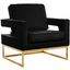 Meridian 511BLACK Noah Series Armchair Velvet Wood and Metal Frame Accent Chair