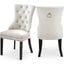 Meridian 740CreamC Nikki Series Contemporary Fabric Wood Frame Dining Room Chair Set of 2