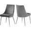 Meridian 784GreyC Karina Series Contemporary Velvet Metal Frame Dining Room Chair Set of 2