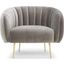 Metro Channeled Accent Chair In Brass Legs And Mouse Grey Upholstery
