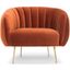 Metro Channeled Accent Chair In Brass Legs And Rust Upholstery